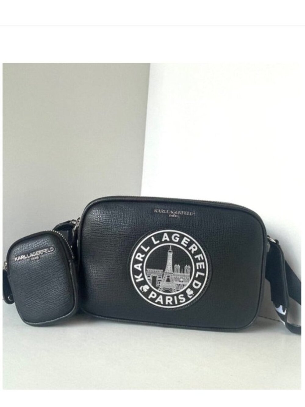 Karl Lagerfeld Maybelle Camera Crossbody Black Eiffel Coin Case